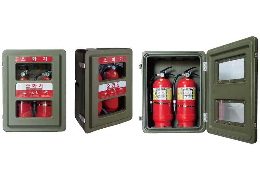 Military Color Double Fire Extinguisher Cabinet